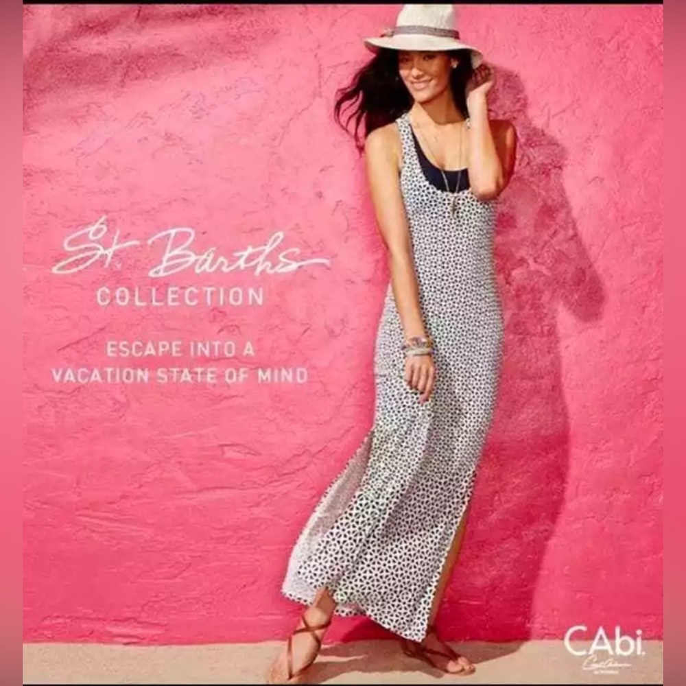 CAbi Women’s Medium Twisted Tank Scoop Neck Sleeveless‎ Slit Stretch Maxi Dress
